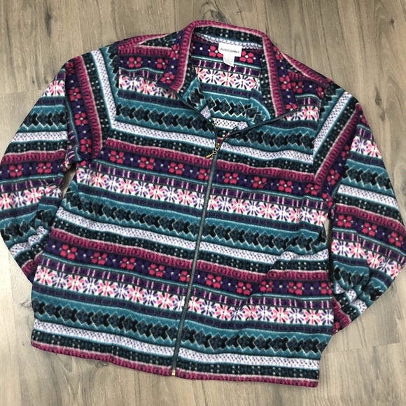 Alfred Dunner Jackets & Blazers - Preowned Alfred Dunner Aztec Western Design Fleece